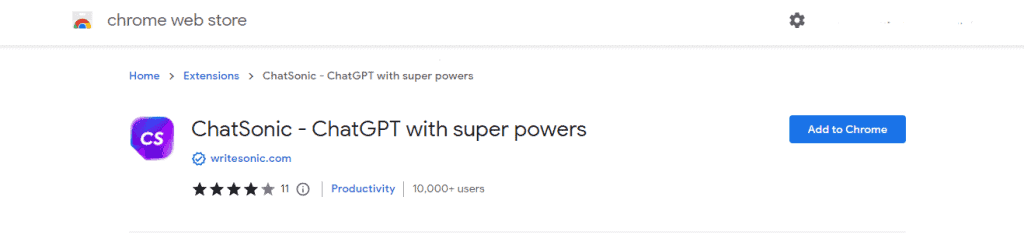 ChatSonic Chrome Extension Download Page