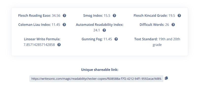 Writesonic Readability checker