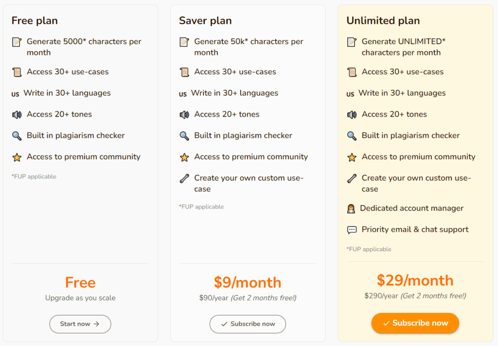 rytr-pricing-plans