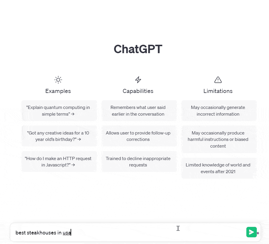 search speed test of chatgpt