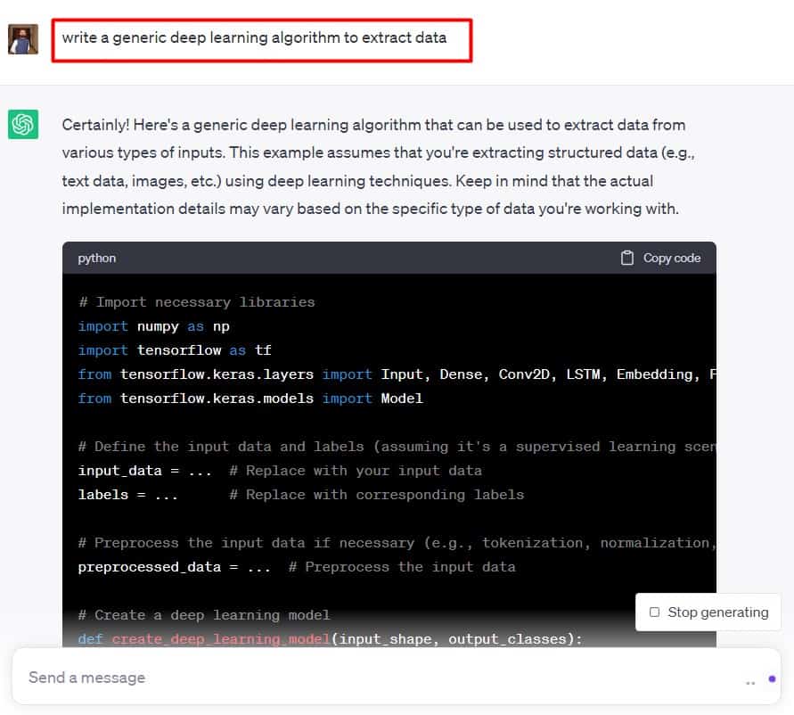 algorithm to extract data