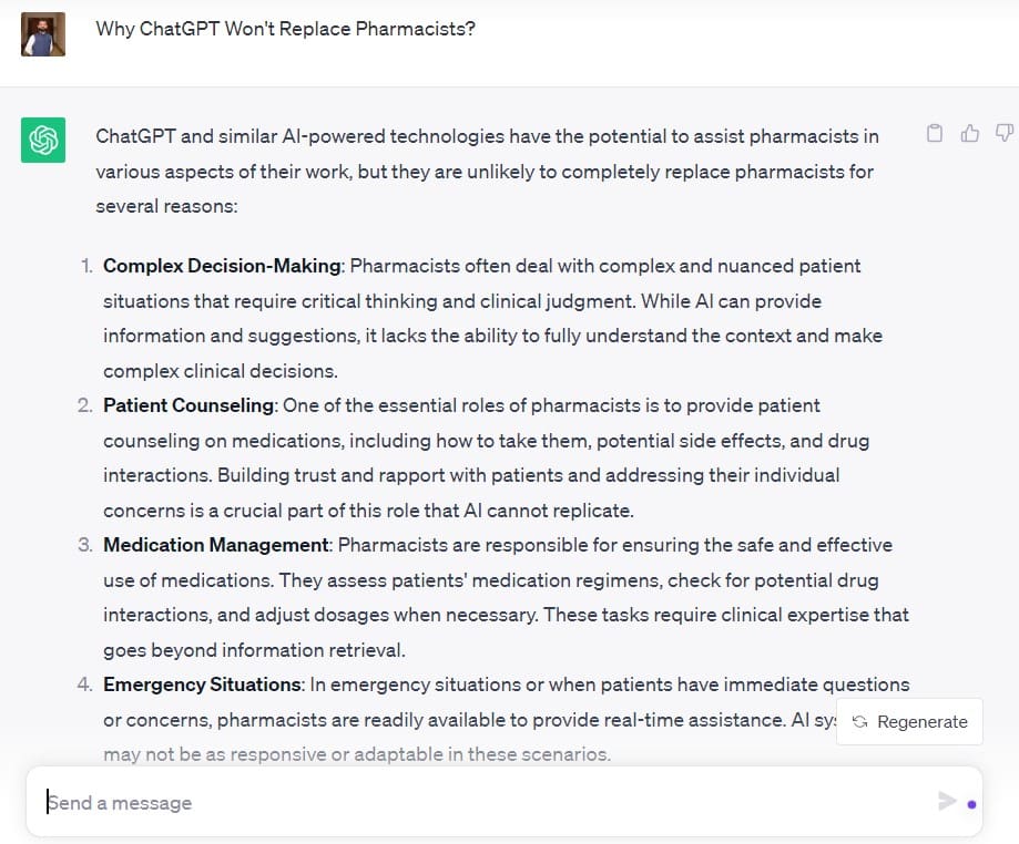Why ChatGPT Won't Replace Pharmacists?