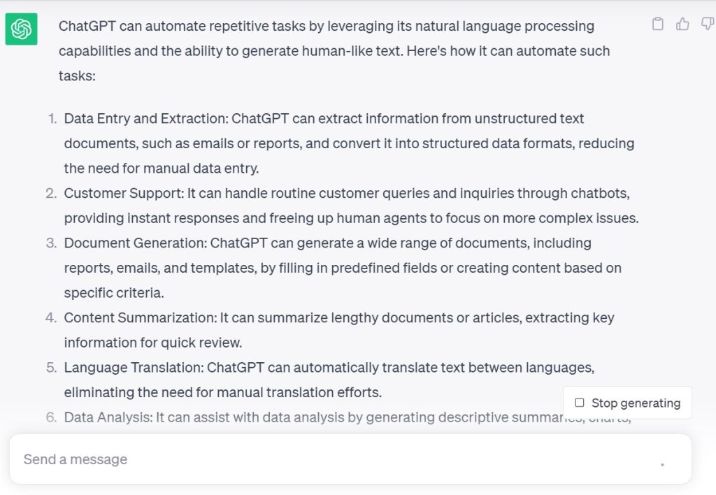 how chatgpt automates repetitive tasks
