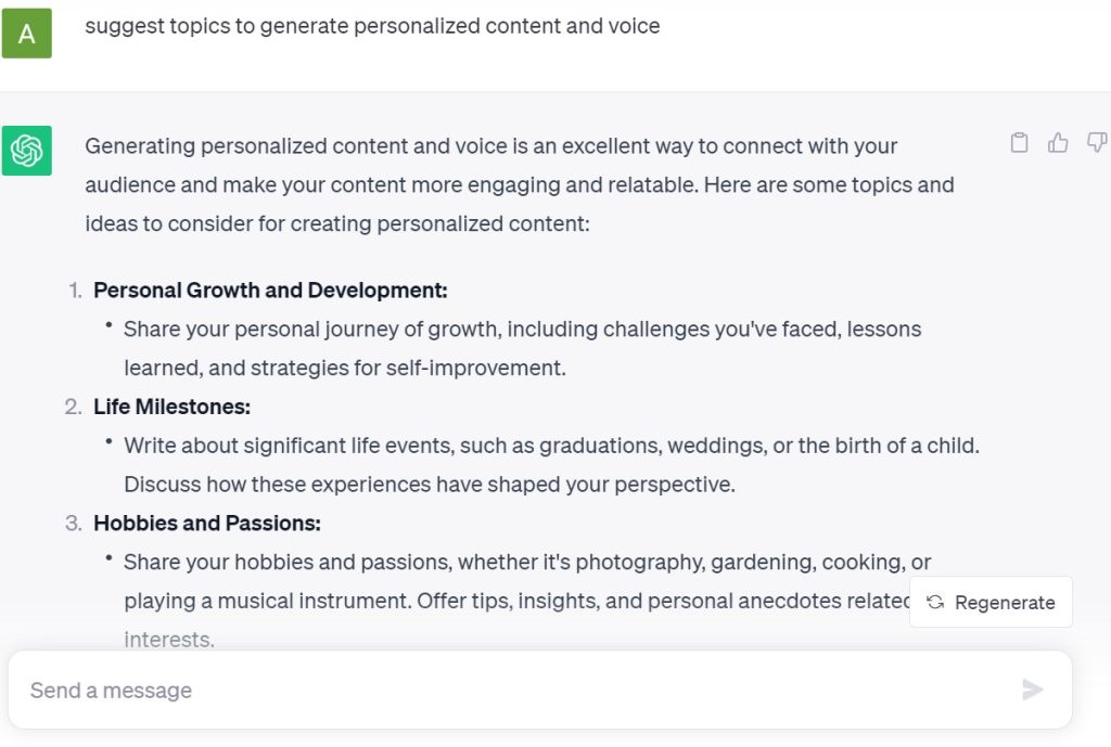 personalized content and voice by chatgpt