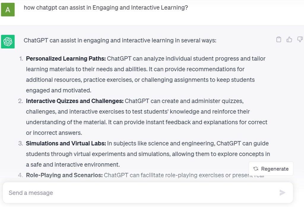 interactive and engaging learning by chatgpt