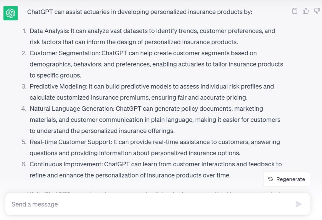 how chatgpt helps actuaries to develop insurance products