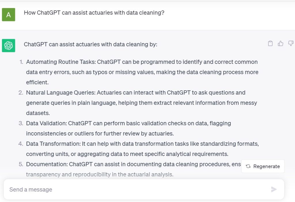 how chatgpt can help actuaries in data cleaning