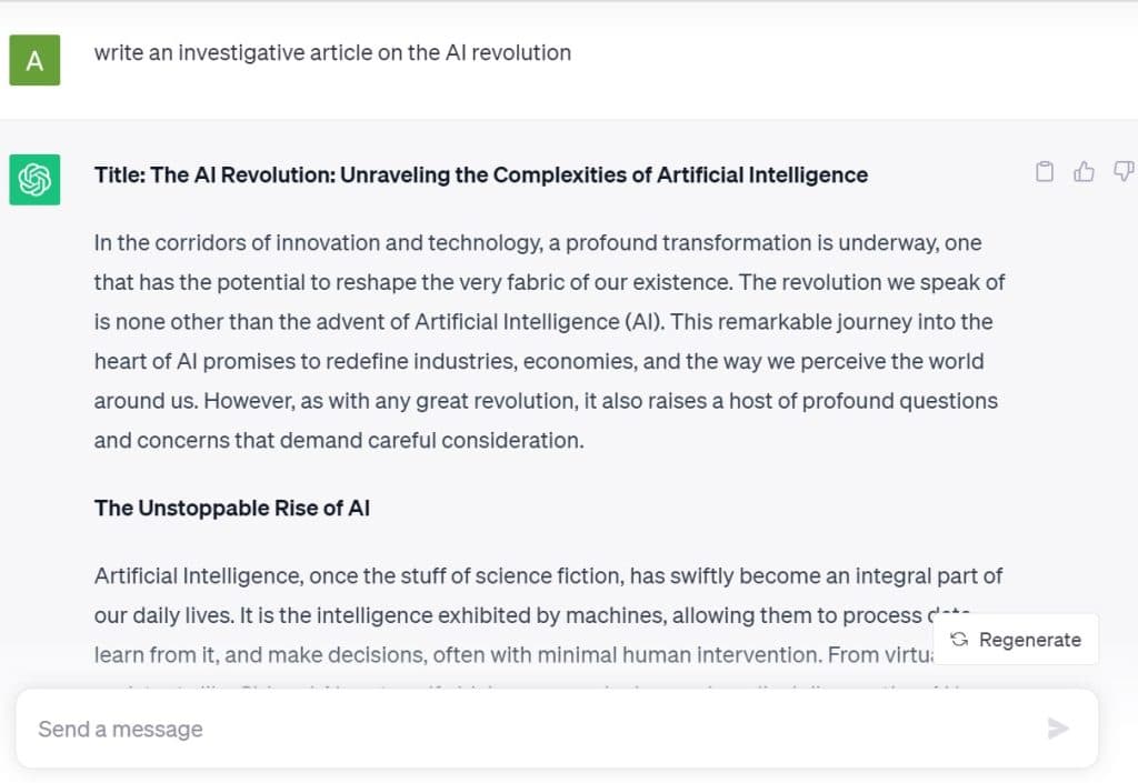 article on AI revolution by ChatGPT