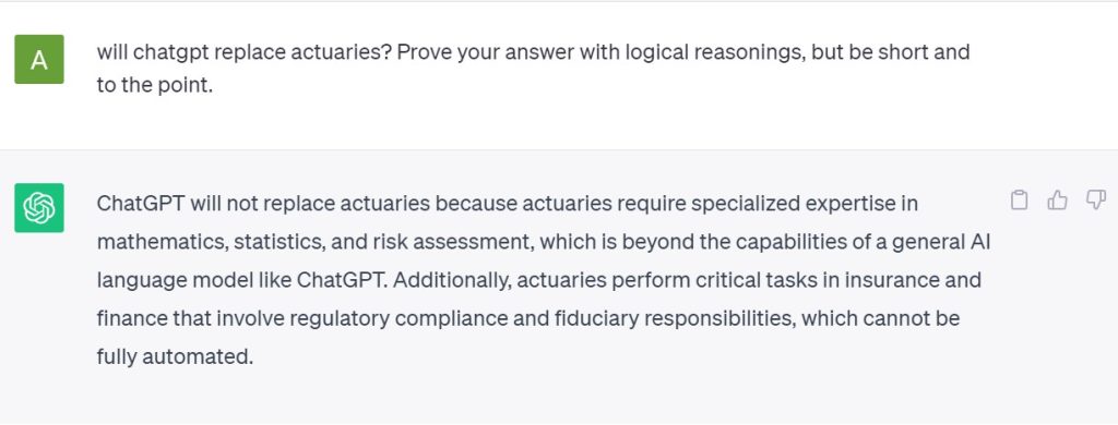 answer on will chatgpt replace actuaries